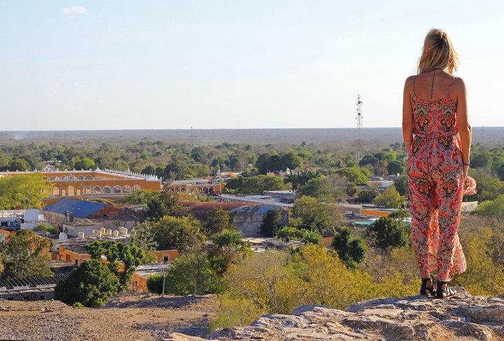 Kinich-KakMo view on top of pyramid mayan ruins in Izamal Yucatan Mexico Guide tips and best things to see and do