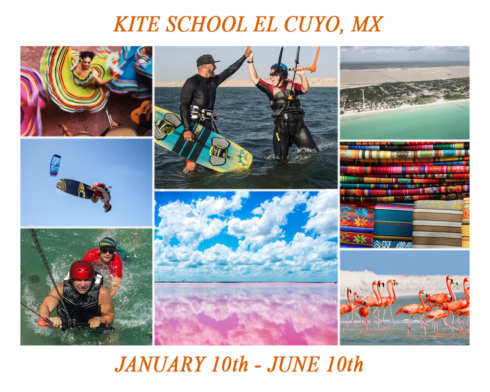 Learn kiteboarding in El Cuyo, Mexico or in the Gorge U.S.A.  IKO certified kitesurfing lessons