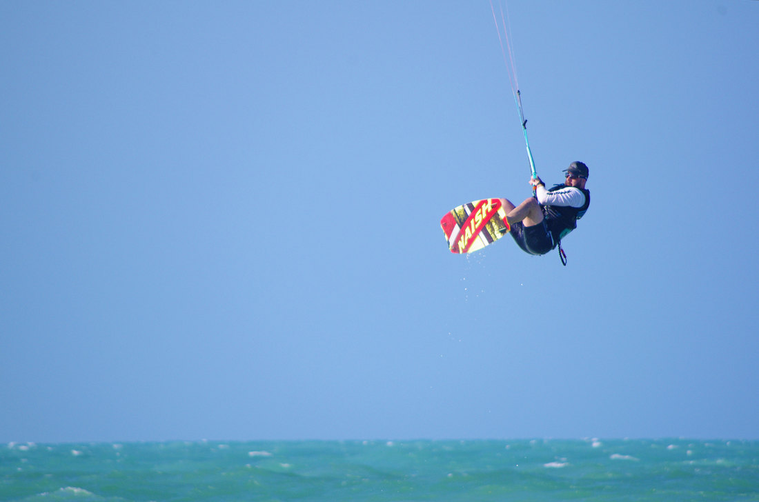 Big jump in el cuyo Mexico yucatan at come kite with us, kiteboarding and lessons for the best wind in mexico